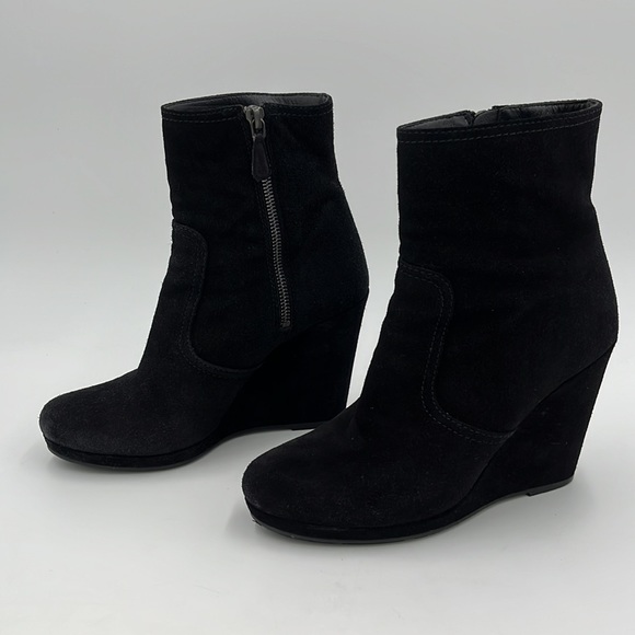 Prada Black Suede Wedge Ankle Boots - Size 38 - Picture 5 of 17
